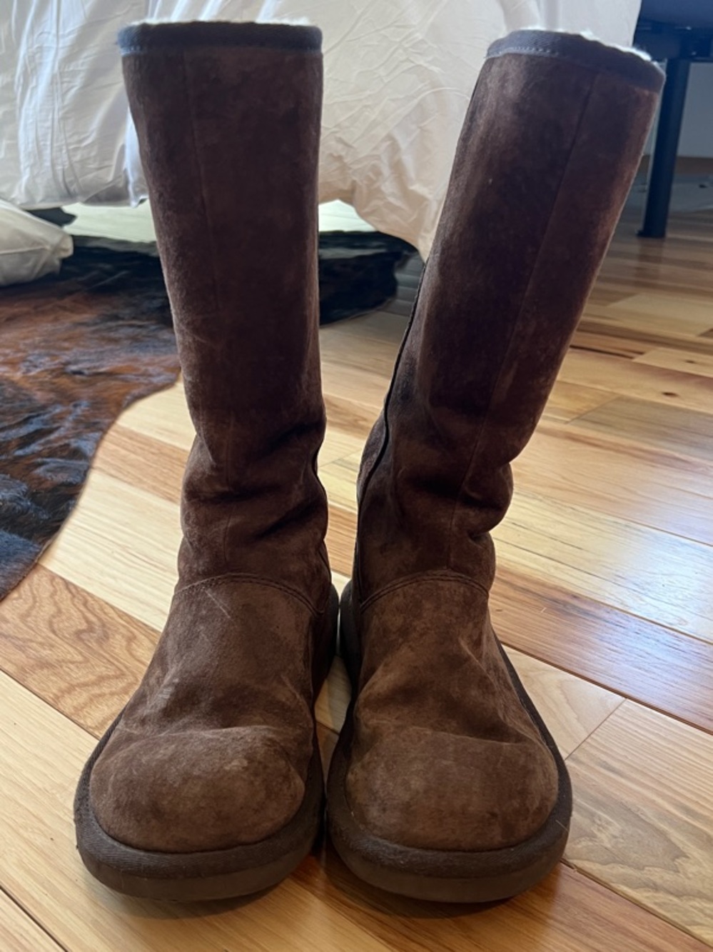Brown Suede Mid-Calf Boots